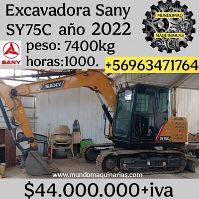 EXCAVADORA HIDRÁULICA SANY SV75C AÑO 2022